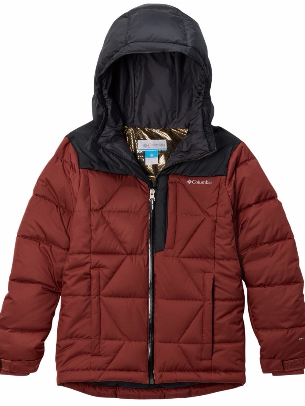Columbia Quilted Hooded Jacket in Rust and Black